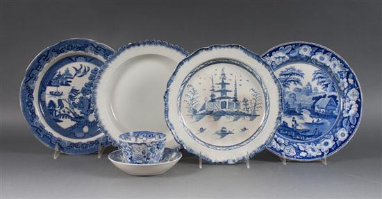 Two Staffordshire blue transferware china