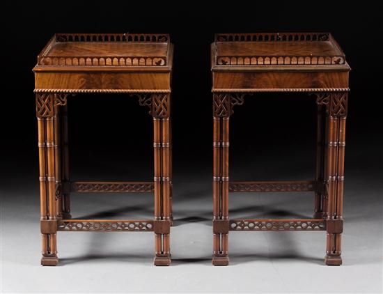 Pair of Gothic Chippendale style mahogany