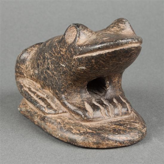Precolumbian steatite effigy pipe modeled