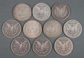 Ten United States Morgan type silver