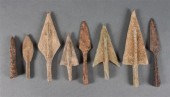 Eight assorted ancient bronze arrowheads