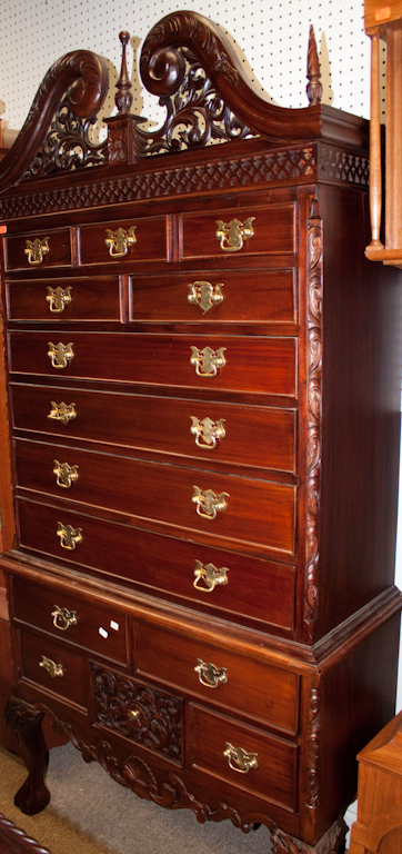 Chippendale style mahogany highboy in the