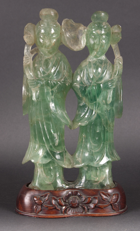 Chinese carved green quartz figural 13620f