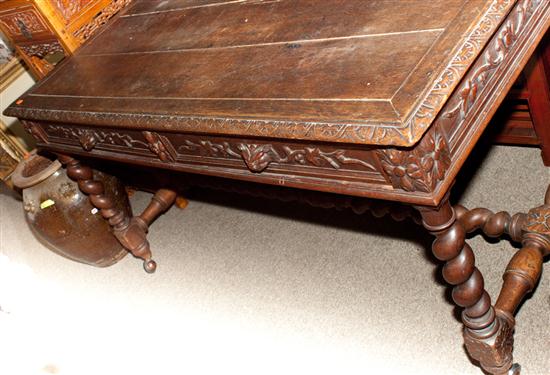 Victorian carved oak two drawer 1362a7