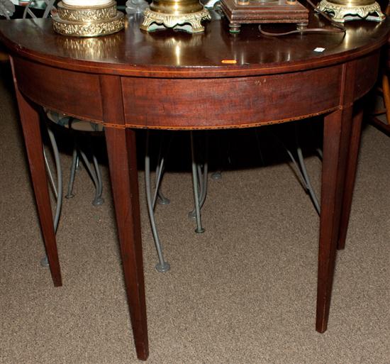 Federal style inlaid mahogany demilune 13634d