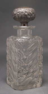 American cut glass decanter with repousse