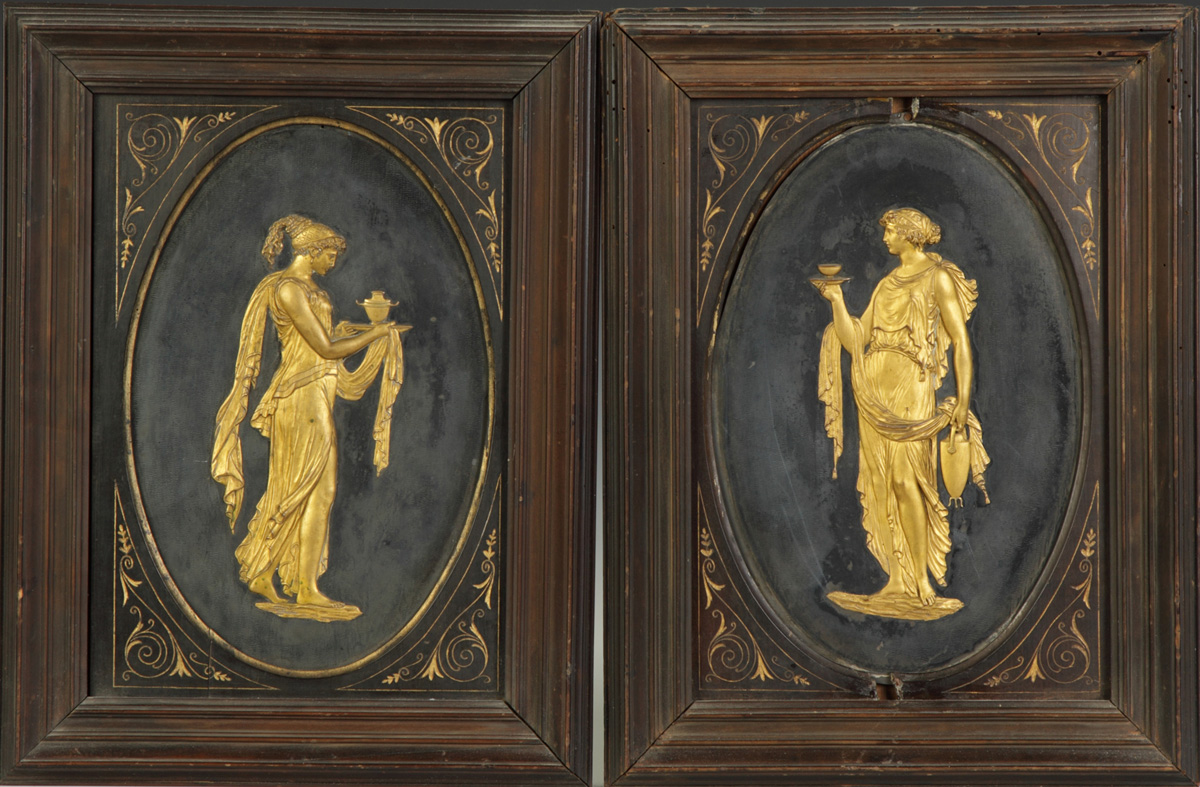 A Pair of Framed Victorian Plaques 19th cent.
