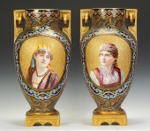 A Large Pair of Coralene Enameled 136892