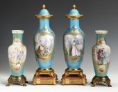 Pair of Sevres Vases & Covered Urns