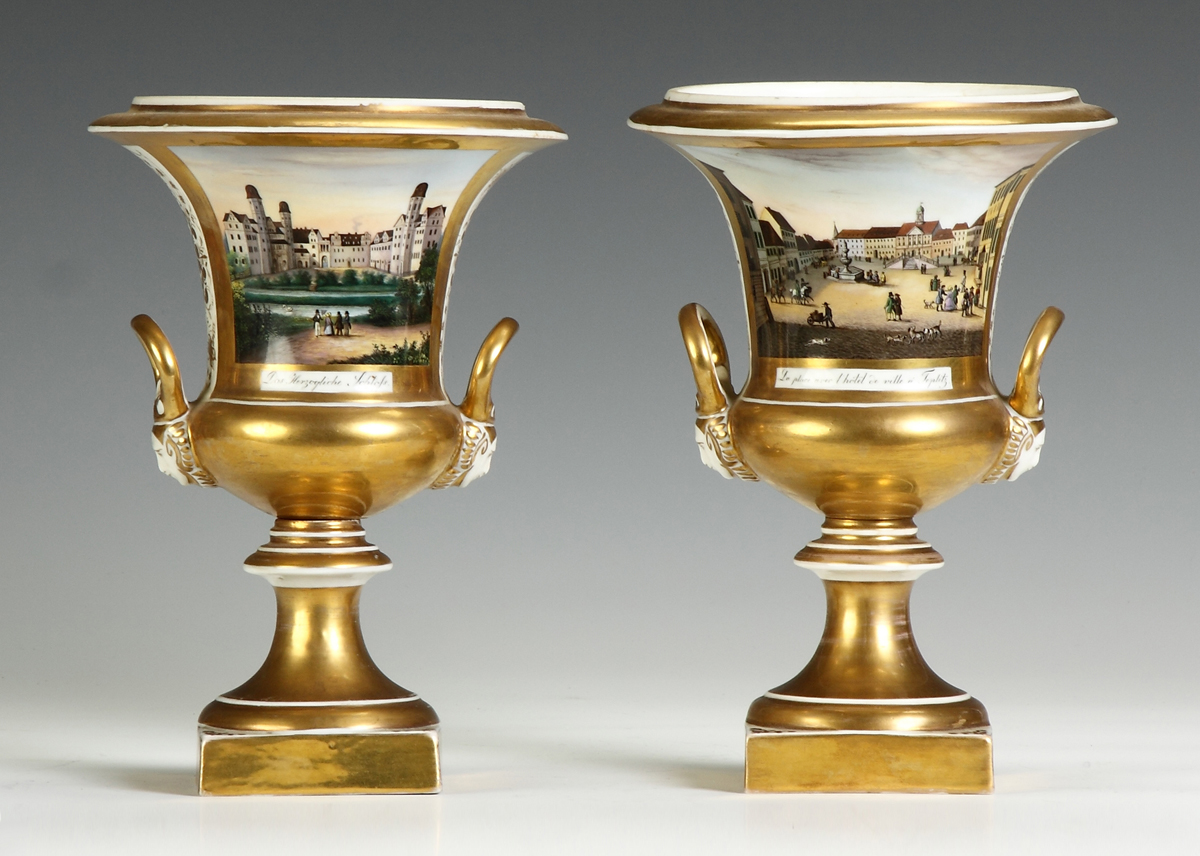 Pair of Old Paris Mantle Vases 1368a9