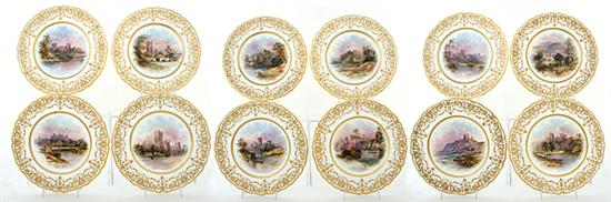 Royal Doulton architecturally painted plates