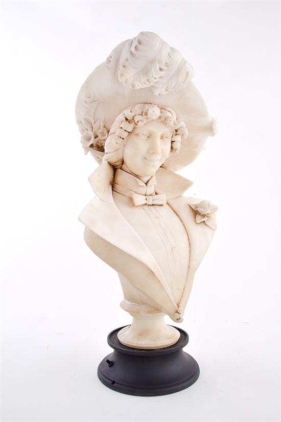 Italian carved alabaster bust 19th 1369f2