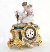 French porcelain mantel clock under