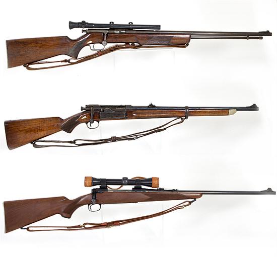 Lot of three bolt action rifles Savage Arms