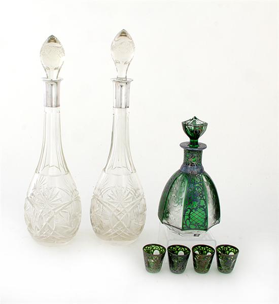 Silver overlay and mounted decanters 136b39