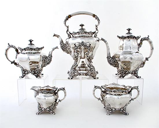 Exceptional Whiting sterling five-piece tea
