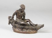 Sgn. Ducholselle Patinated Bronze Indian