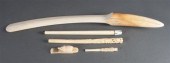 Five assorted carved ivory articles