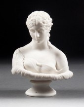 Victorian parian bust of a young 136e87