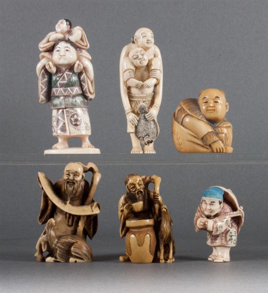 Six Japanese carved ivory netsukes 13999a