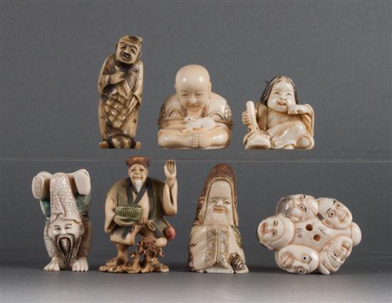 Seven Japanese carved ivory netsukes 13999d