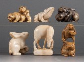 Six Japanese carved ivory animal form 13999e