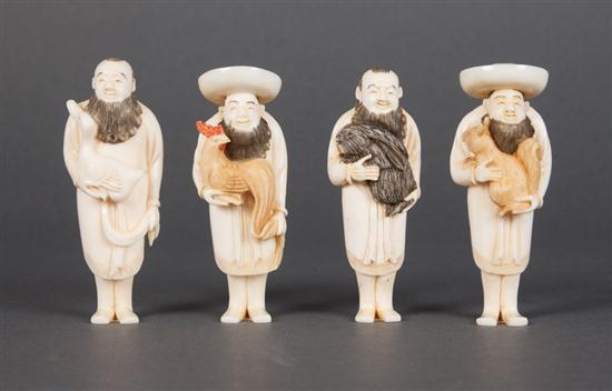 Four Japanese carved ivory figural 1399ae