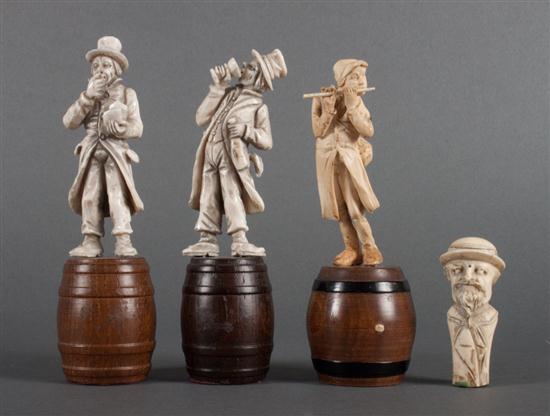 Three Continental carved ivory figures and