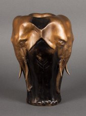 P.J. Mene restrike bronze elephant vase