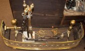 Victorian reticulated brass fire fender