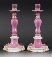 Pair of Meissen porcelain candlesticks