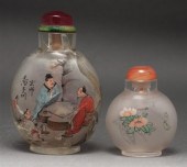 Two Chinese interior painted glass snuff