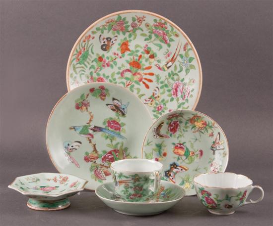 Chinese Export Famille Rose celadon 26-piece