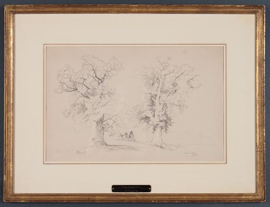 Two framed graphite on paper drawings 13a247
