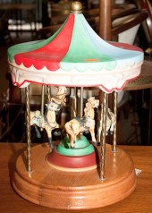 Carousel music box with painted bisque