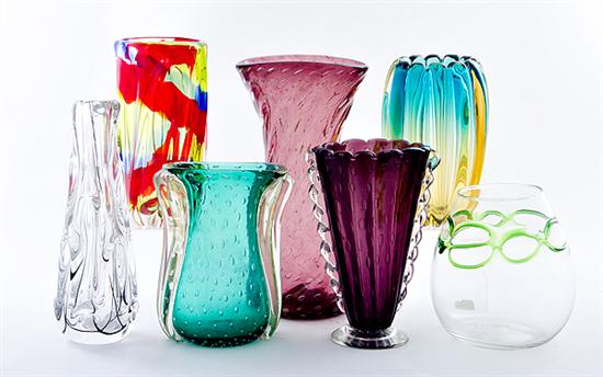 Collection of art glass vases mid 13a845