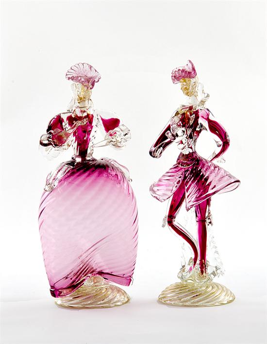 Pair Murano glass figures of courtiers 13a847