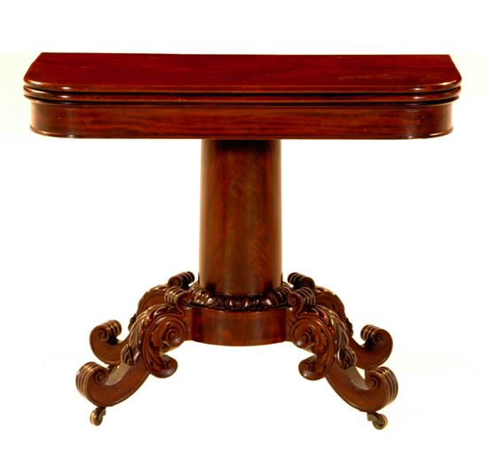 American Classical carved mahogany card table