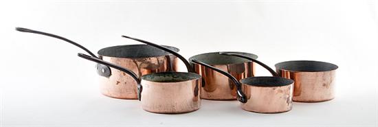 Set of copper cookware late 19th 13aa12