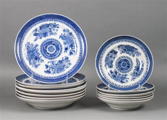 14 Chinese Export Blue Fitzhugh porcelain
