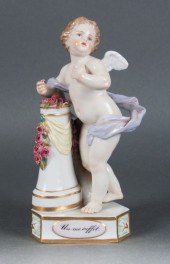 Meissen porcelain cupid figure late