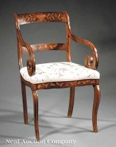 A Dutch Marquetry and Mahogany Armchair