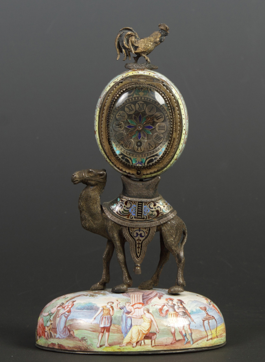 Austrian Enameled Clock w Camel 138997
