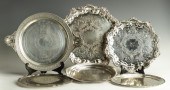 Group of 6 Silver Plate Trays L to R:
