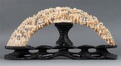 Chinese carved ivory tusk bridge intricate