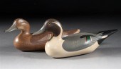 Pair of carved and painted wood duck