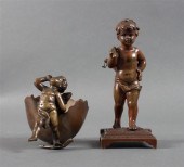 French bronze figural match holder and