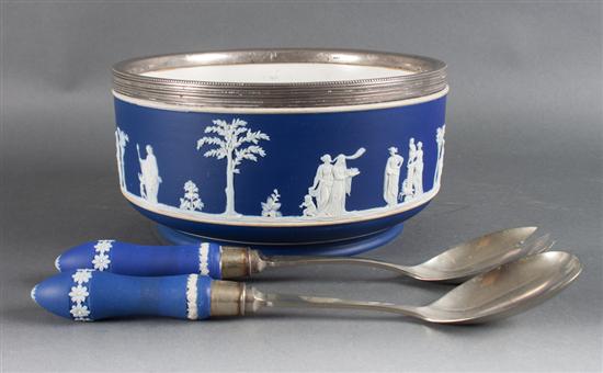 Wedgwood silver plated-mounted blue jasperware