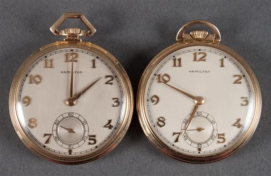 Two Hamilton open face pocket watches 138dd0