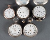 A group of sterling silver pocket watches